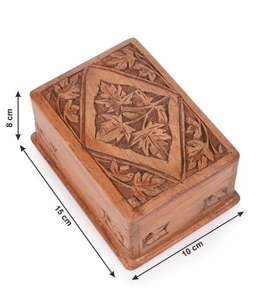 Walnut wood carved Jewellery box with Chinar leaves design on top organizer unique gift for man and woman - Product Image 4