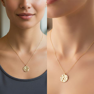 Collier pendentif personnalisé gravé en argent sterling plaqué or de haute qualité avec chaîne ondulée pour femmes, tendance pour fiançailles et mariage - Product Image 6