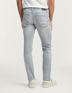 Venta al por mayor de alta calidad de los hombres de pantalones vaqueros de los hombres de cintura media lavado azul claro Casual Slim Fit Jeans de mezclilla transpirable - Product Image 2