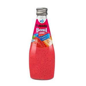Botella de vidrio de 290 ml, bebida de semilla de albahaca con sabor a fresa, Etiqueta Privada, muestra gratis, diseño gratis de Vietnam Beverage Company - Product Image 1
