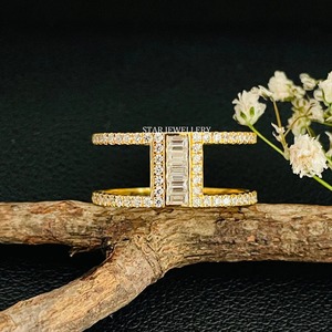 14K แข็งทองธรรมชาติ Baguette คู่แหวนแต่งงานเครื่องประดับที่ดี - Product Image 4