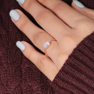 IGI Certified 14K & 18K Solid Gold Engagement Ring for Women Unique Baguette & Pear Cut Diamond Includes Ring <b>Bag</b> - Product Image 2