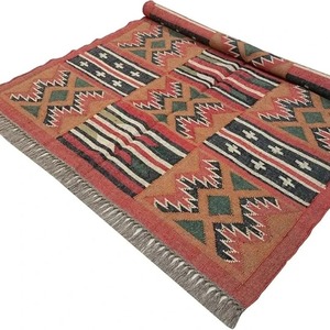 พรมปอกระเจาผ้าวูลอินเดียวินเทจคุณภาพติดทนนานพรมสไตล์โมเดิร์นแบบย้อนกลับได้สำหรับตกแต่งห้องพรมทอมือ - Product Image 2