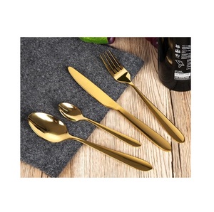 Juego de cucharas de latón de Venta caliente, juego de cubiertos dorados, juego de cubiertos de latón de grado alimenticio de nuevo diseño, juego de cubiertos brillante pulido - Product Image 1