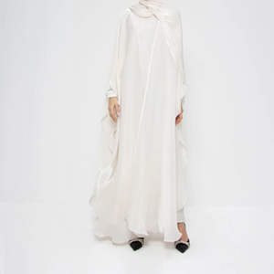 Abaya de lino súper sedoso para mujer, vestido musulmán bordado de manga larga, abierto, antiarrugas, transpirable, elegante, turco, hecho a medida - Product Image 3