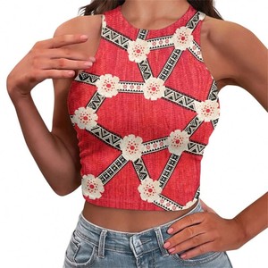 Summer Trendy Women's Fashion Shirt <b>Top</b> Print <b>Sleeveless</b> Crop Shirt Girls Casual Shirt <b>Tops</b> Women Blouse - Product Image 1