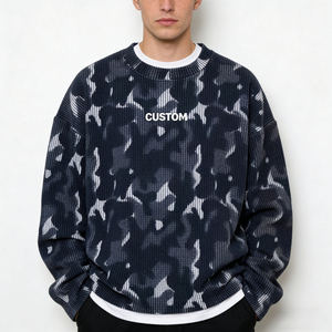 Sweat à capuche tendance pour homme en tricot gaufré doux avec strass, coupe classique, confortable, style streetwear décontracté, 100 % coton, écologique - Product Image 5