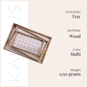 ชุดถาดเสิร์ฟลายดอกไม้สไตล์ชาติพันธุ์ 3 ชิ้น ของตกแต่งบ้านสไตล์โมเดิร์นและถาดเสิร์ฟ ขายส่งราคาดีที่สุด - Product Image 4