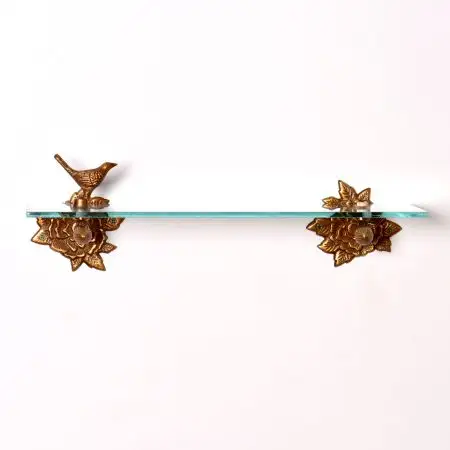 Staffa per Figurine di uccelli in ottone dorato tradizionale sfuso fatto a mano per mensole da parete per bagno cucina Kidroom BWH-07/57005