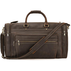 Sac polochon pour homme en cuir véritable vintage de luxe de 62cm Super Large Bagages Weekender pour hommes Style sport Sacs de voyage à bandoulière à usage sportif - Product Image 1