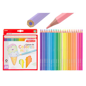 Ensemble de crayons de couleur hexagonaux pastel 24U - Product Image 1