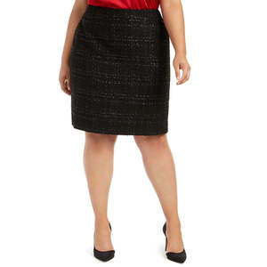 Gonna a tubino in tweed nera Calvin Klein da donna taglie forti, modello avvolgente midi, taglia 18W per primavera/estate - Product Image 1