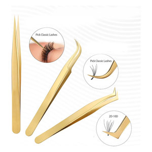 Ensemble de pinces à cils de haute précision 3 pinces à cils en acier inoxydable Extensions de cils classiques à volume individuel - Product Image 2