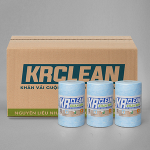 Krclean ม้วนทำความสะอาดครัวสีฟ้า200แผ่น20x20ซม., ผ้าขนหนูกระดาษดูดซับ1ชั้นสำหรับเช็ดพื้นผิว - Product Image 1