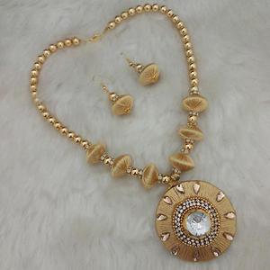 Jeweljunk ชุดเครื่องประดับที่ดีชุบทองออสเตรียหินสีเบจสร้อยคอ1110624A - Product Image 1