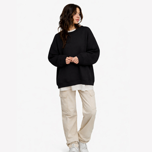 Womens Oversized Red Crewneck Sweatshirt Casual Loose Fit Long Sleeve Pullover - Product Image 3