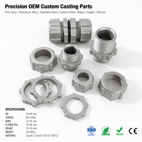 Ensemble de pièces moulées sous pression en alliage de zinc sur mesure OEM, comprenant bague cannelée, capuchon à oreilles, raccord moleté et insert à bride, vente en gros usine