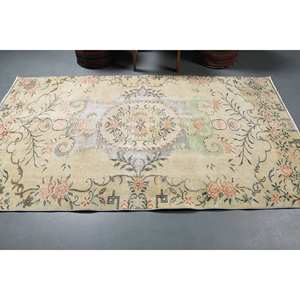 พรมขนแกะสไตล์ตุรกีวินเทจผ้าขนแกะสีเบจแบบเย็บปะติดปะต่อกันดีไซน์คลาสสิกทำด้วยมือแบบนามธรรมสี่เหลี่ยมผืนผ้าสำหรับห้องนอนน้ำยาง7.8ft 4.3 x - Product Image 3