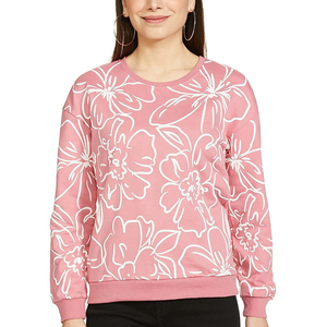 Sweat-shirt d'hiver pour femmes sur mesure prix raisonnable sweat à capuche avec logo brodé style col rond imprimé sur le devant - Product Image 1