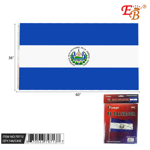3 x5ft EL SALVADOR grande bandiera 144 pz/Cs stampa digitale resistente in Nylon plastica e vinilica materiali di seta educazione assicurativa automobilistica - Product Image 1