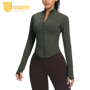 Women's Lightweight Long Sleeve UPF 50+ Hoodie Breathable Full Zip Winter Workout Sun Protection with <b>Stand</b> Collar - Product Image 5