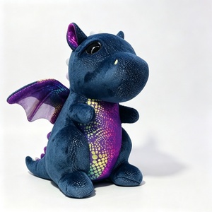 Peluche de dragon bleu scintillant personnalisée, adorable peluche de dragon assis, peluche de dragon galaxie pailletée, dragon à ventre irisé - Product Image 1