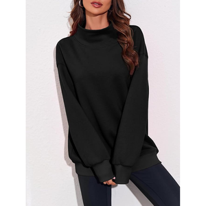Trendy Womens Oversized Turtleneck <b>Drop</b>-shoulder Fleece Sweatshirts Long Sleeve Pullover Fall Outfits Winter Clothes - Product Image 5