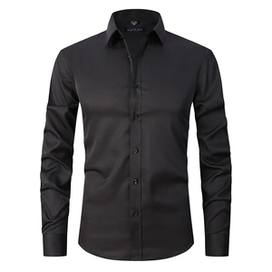 Vente en gros de chemise XL en coton avec logo personnalisé pour hommes, vêtements d'affaires Slim Fit de style classique à manches longues de couleur unie - Product Image 4