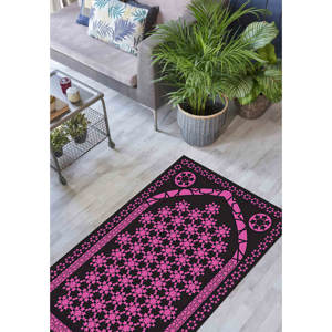 Alfombra de Oración Islámica Rosa y Negra: Elegante Decoración para Mezquita, con Alfombra Suave - Product Image 2