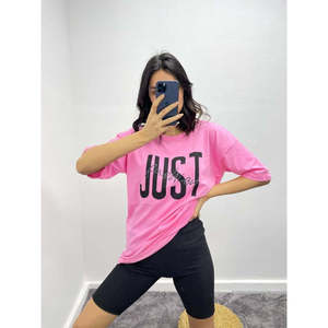 Camiseta de Cuello Redondo de Manga Corta para Mujer, 100% Algodón, Corte Regular, Color Rosa Suave, para Uso Diario, Marca Mybeefashion - Product Image 2