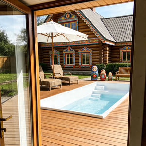 Piscine de luxe avec décorations en carrelage orné et statues classiques, résistante aux UV, durable, de forme rectangulaire, facile à installer - Product Image 3