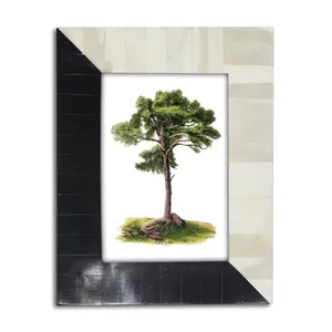 Marco DE FOTOS Cuadro de madera Marco de madera de mango Decoración contemporánea Incrustaciones de hueso Foto Boda Marco hecho a mano - Product Image 4