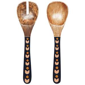 Juego de servidor de ensalada con mango de resina, juego de utensilios de cocina de madera de mango de Acacia natural disponible hecho en La India - Product Image 1