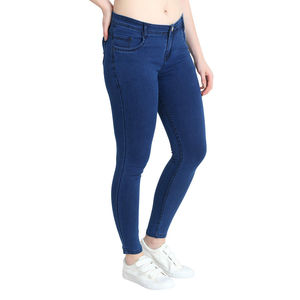 Jean ample taille mi-haute pour femme, coupe oversize, bleu teint, déchiré, patte d'éléphant, jambe large, en denim, pour l'hiver, devant plat, vente en gros sur mesure - Product Image 6