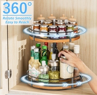 Organisateur de plateau tournant en bois réglable à 2 niveaux étagère à épices rotative pour comptoir de cuisine garde-manger armoire Table à manger plateau de maison