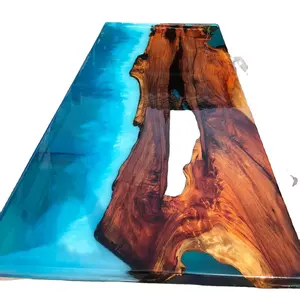 エポキシ木製テーブルサマンベトナム-豪華でモダンなエポキシリビングテーブル-超美しい海の波
