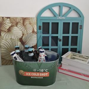 Custom Printed 10L Galvanized Steel Ice Bucket Food Grade <b>Metal</b> Oval <b>Tubs</b> with Handle for Wine Beverage Storage Party Occasions - Product Image 1