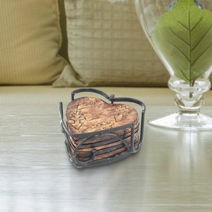 Posavasos en forma de corazón de acabado natural de madera para utensilios de cocina de Hotel, soporte de metal oscuro de nogal, duradero y de larga duración, multiusos - Product Image 4