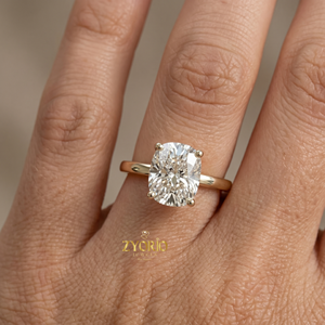 Anillo de Compromiso Solitario con Diamante Cultivado en Laboratorio de Corte Cojín, Oro de 10K, Halo Oculto, Anillo Nupcial - Product Image 3