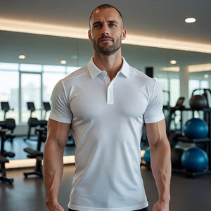 Entrenamiento Fitness Wear Polo Shirt Hombres Verano Culturismo Ejercicio Polo Camiseta Hombres Turn Down Collar Polo Shirt - Product Image 4