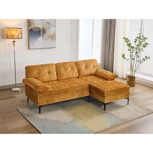 Moderna ciniglia a forma di L divano sezionale convertibile reversibile Chaise longue allungabile a 3 posti per piccoli appartamenti e soggiorno - Product Image 1