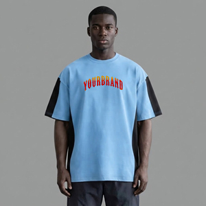 เสื้อยืดสตรีทแวร์ผู้ชายผ้าฝ้าย 100% แบบสองสีสั่งทำพิเศษ ทรงโอเวอร์ไซส์ ไหล่ตก พิมพ์ลายโลโก้ตามสั่ง ทรงหลวม - Product Image 4
