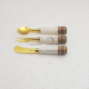 ชุดช้อนส้อมสแตนเลสเกรดอาหารสีขาวมือจับหินอ่อนตกแต่งโต๊ะเครื่องครัวร้านอาหารที่ใช้ - Product Image 6