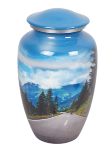 Urna de cremación brillante con acabado de imagen para adultos, urna funeraria de Metal decorativa para interiores con suministros de cremación con acabado pintado - Product Image 3