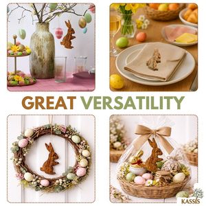 Décoration de Pâques suspendue : Lapin de Pâques en bois d'olivier avec écorce - Product Image 6