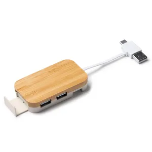 Hub USB Personalizzato in Bambù Glenburn, Gadget Promozionale per Uso Individuale in Ufficio o a Casa - Product Image 5