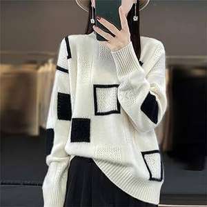 Pull d'hiver à col rond pour femmes en laine Pull personnalisé pour femmes à col rond - Product Image 1