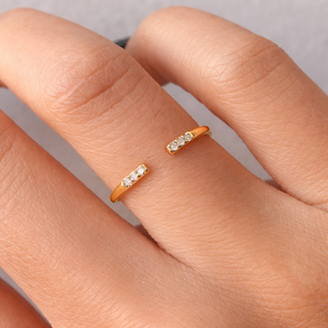 Anillo Abierto de Oro Puro de 14K con Corte Redondo, Elegante y Clásico, Nuevo Modelo 2026, con Diamante de Laboratorio, Ajustable para Ella - Product Image 4