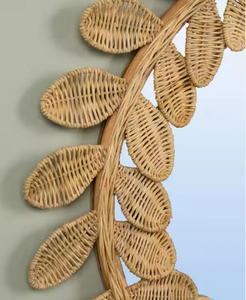 Soporte de ratán de hoja redonda hecho a mano decoración de pared de espejo impresionante diseño contemporáneo para espacios de vida del hogar mejor precio Vietnam - Product Image 2