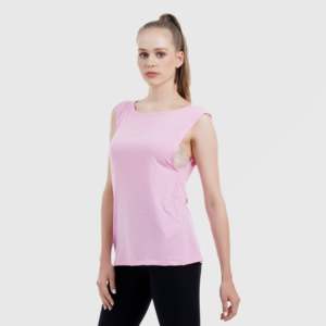 Débardeur élégant pour femme en tricot respirant rose avec imprimé, taille XS - Product Image 3